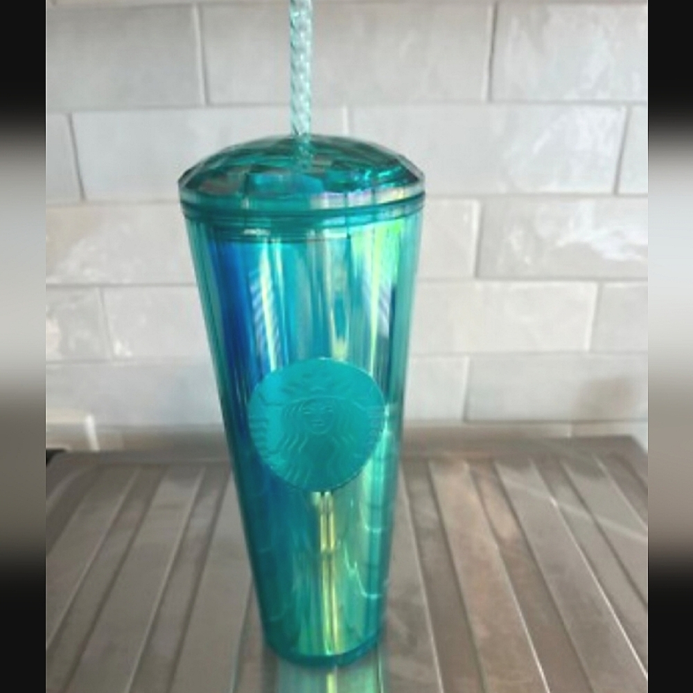 Starbucks Kaleidoscope Turquoise Prism Teal Diamond Tumbler Cold Cup 